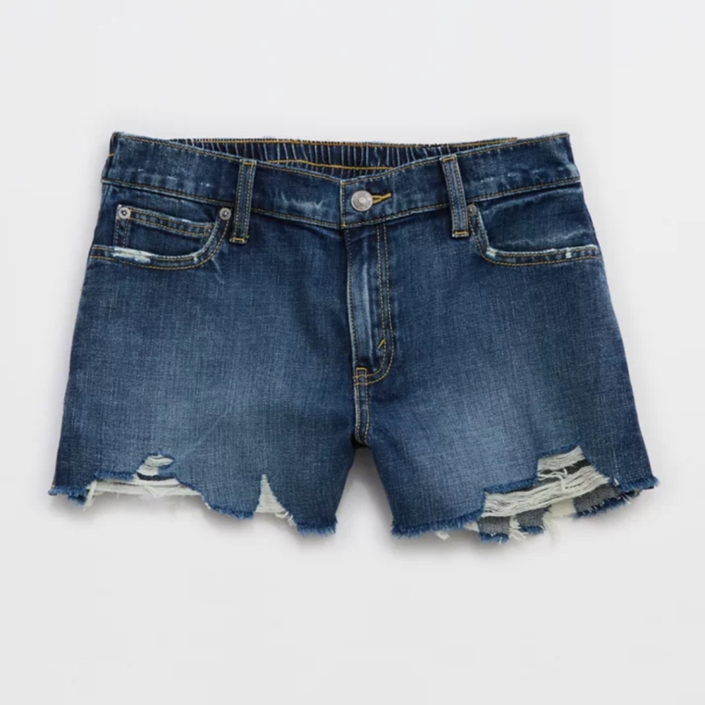 Aerie Blue Distressed Jean Shorts